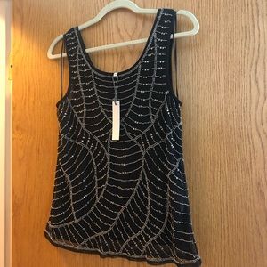 Black Beaded & Sequenced sleeveless blouse